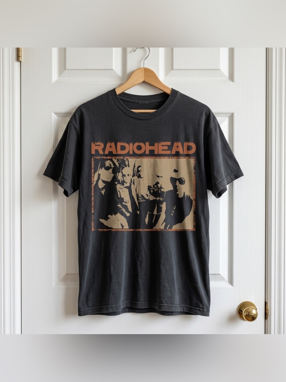 Radiohead Band Photo Box Logo Black Alt Rock Graphic T-Shirt